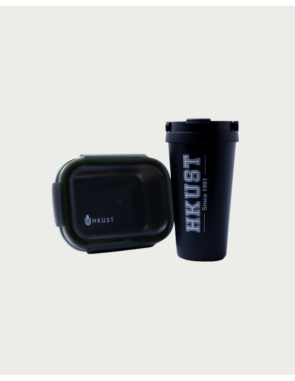 Insulated Double-Wall Tumbler (Black) + Sustainable Lunch Box (600 ml)